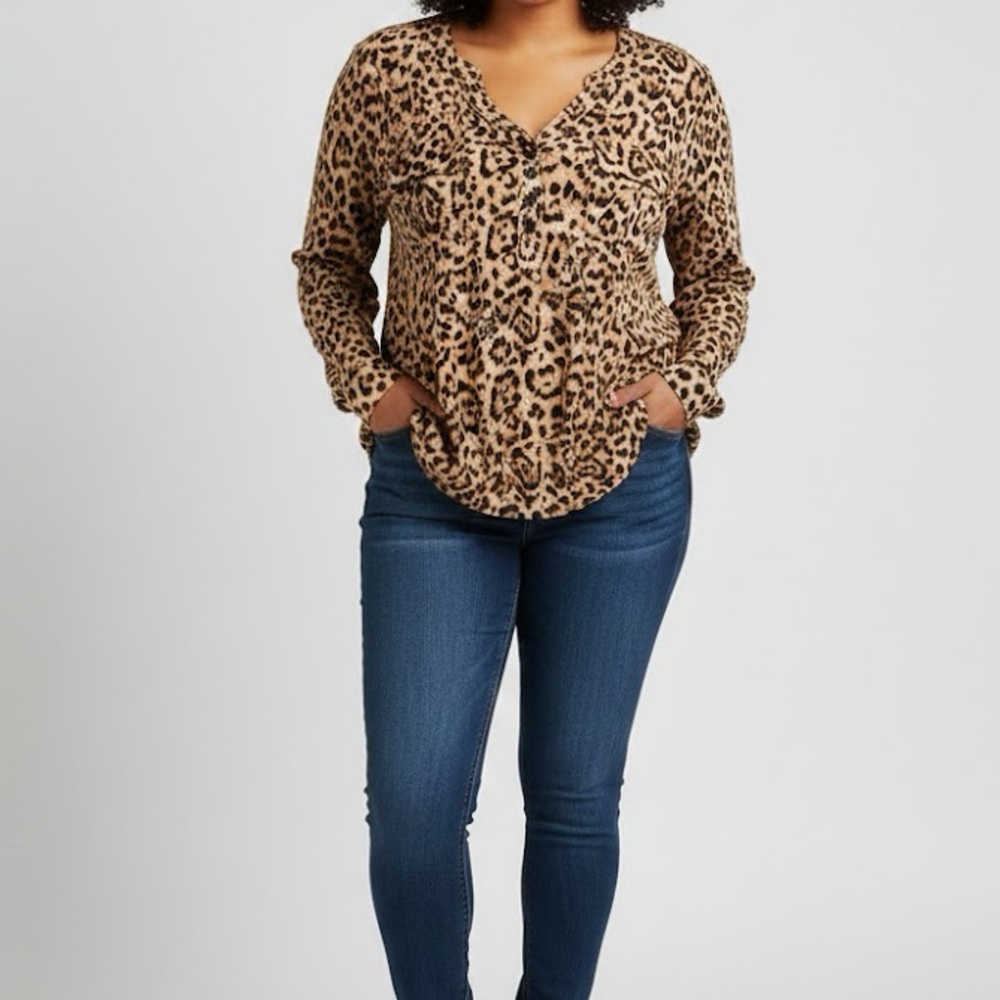 Torrid Leopard Print Long Sleeve Blouse 2XL